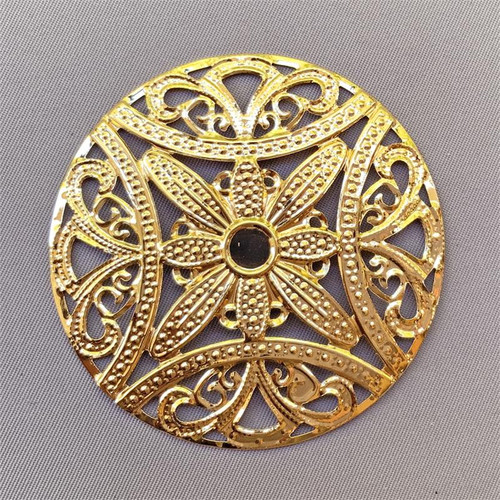 Round Medallion Filigree Component 57mm Gold Plated Iron Q4 Per Pkg