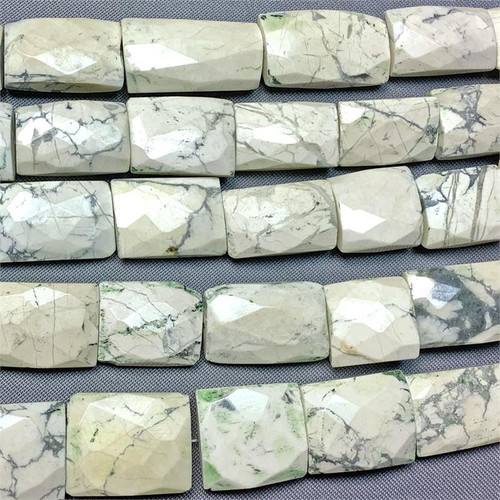 Howlite 18x10mm Faceted Rectangle Semi-Precious Stone Beads Per Strand