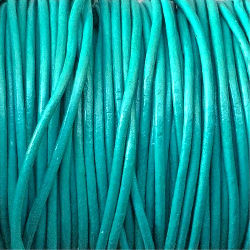 Turquoise 1mm Dyed Shiny Leather Jewelry Cord per Foot