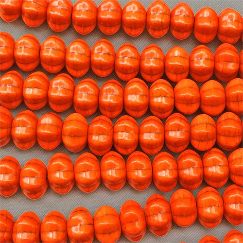 12x7mm Orange Pumpkin Magnesite Beads Semi Precious Stones Per Strand