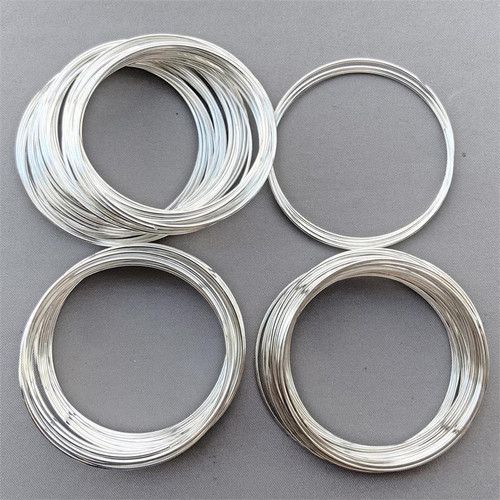 Shiny Silver Plated Steel Memory Beading Wire 50mm-55mm Q100 Loops Per Pkg