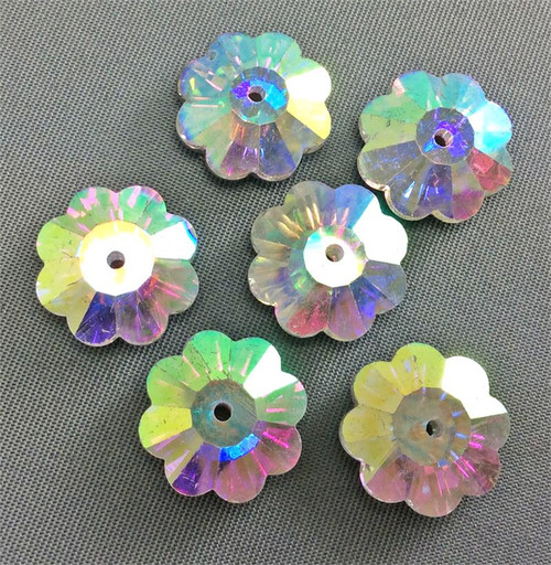 Crystal AB Silver Foiled Faceted Marguerite Flower Spacer Bead Chinese Crystal 14mm Q6 Per Pkg