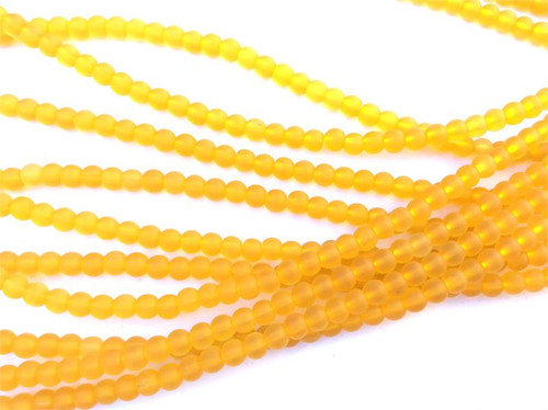 Marigold 4mm Round Sea Glass Beads Per Strand