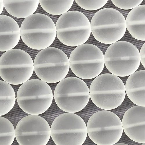 Clear Frost 15mm Coin Sea Glass Beads Per Strand