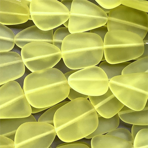 Lemon Large Flat Nugget 22-18mm Sea Glass Beads Per Strand