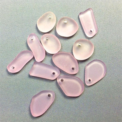 Rose Pink Mixed Pebbles Beach Sea Glass Frosted Charms Q12 per Pkg