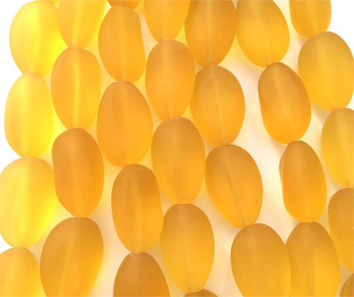 Golden Honey Oval Nugget 22-17mm Sea Glass Beads Per Strand