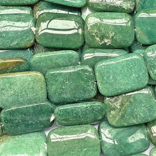 Green Aventurine 25x18mm Rectangle Semi Precious Beads Per Strand