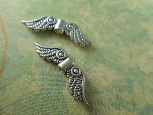 Angel Wings 23x7mm Antique Silver Plated Q30 Beads Per Pkg