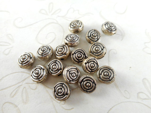 Peony Flower 64 Pcs Antique Silver Plated Metal Beads  - per pkg