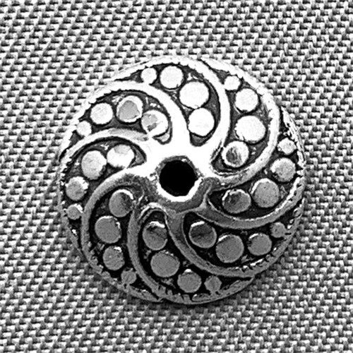 Dotted Cone Bead Caps 10.5x5mm Antique Silver Plated Alloy Q50 Per Pkg