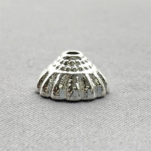Ridged Cone Bead Caps 10x5.5mm Shiny Silver Plated Alloy Q50 Per Pkg