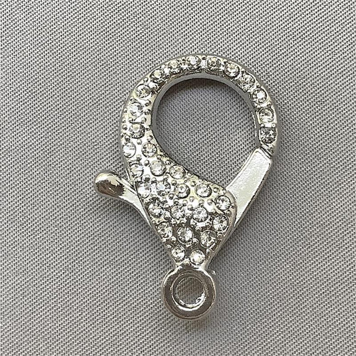 Crystal Rhinestone Lobster Claw 30x19mm Platinum Plated Alloy Clasps Q2 per Pkg