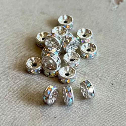 5mm Crystal AB Rondelle Preciosa Beads Silver Plated Czech Q20 Per Pkg
