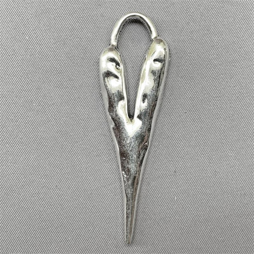 Folk Heart Pendants 60x18mm Antique Silver Plated Alloy Q5 Per Pkg
