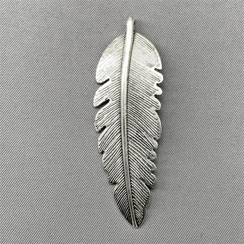 Feather 53x17mm Silver Plated Charms Q6 Per Pkg