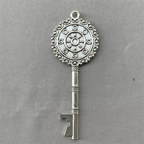 Decorative Key Cabochon Memory Tray Pendants 71x27mm Antique Silver Plated Alloy Q8 Per Pkg
