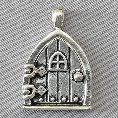 Triangle Fairy Door Memory Locket Photo Frame Pendants 32x21mm Antique Silver Plated Alloy Q2 Per Pkg