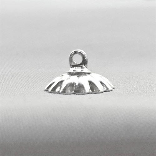 Ruffled Glue On Bead Caps 10x6mm Shiny Silver Plated Alloy Q10 Per Pkg
