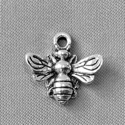 Small Honey Bee Charms 12x13mm Antique Silver Plated Alloy Q12 Per Pkg