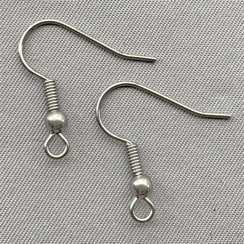 French Hook Coil Ball Earwires 22mm Stainless Steel Q40 Pair Per Pkg