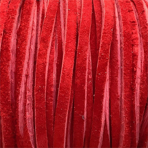 Red 2.5mm Thick Dyed Flat Suede Lace Leather Jewelry Cord per Foot