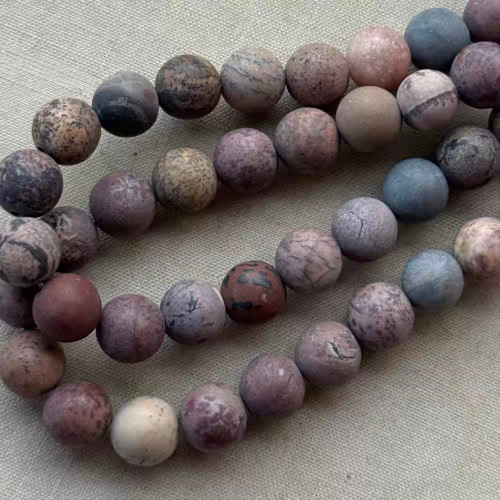 8mm Artistic Jasper Matte Round Semi Precious Stone Beads Per Strand