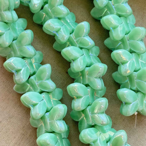19x11mm Butterfly Beads Window Cut Czech Glass Jade AB 10 Per Strand