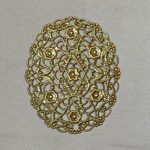 Large Oval Flower Filigree Component 50x40mm Antique Brass Plated Alloy Q20 Per Pkg