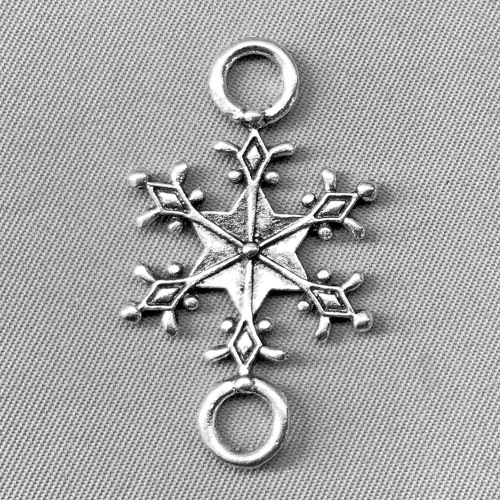 Snowflake 2 Loop Link 36x20mm Antique Silver Plated Alloy Q10 Per Pkg