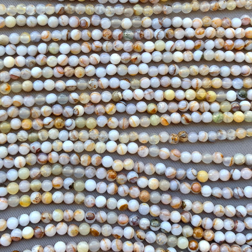 Blue Chalcedony 3mm Round Ball Semi Precious Beads Per Strand