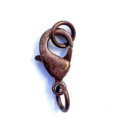 Lobster Claw Clasps with Jump Rings 18x7mm Antique Copper Plated Brass Q15 Per Pkg