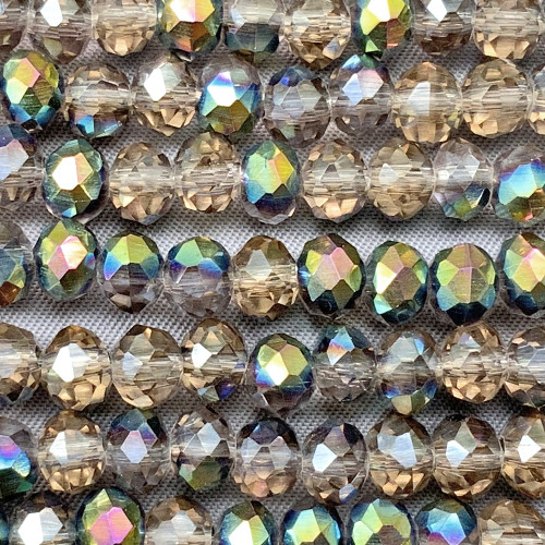 Sepia Peacock 6x4mm Faceted Rondelle Chinese Crystal Glass Beads Per Strand