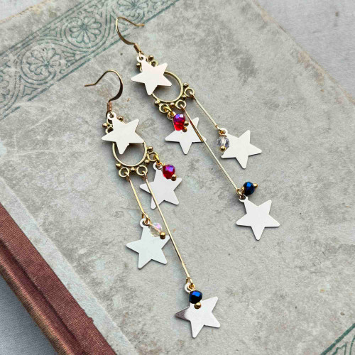 Among The Stars Chandelier Earrings Gold Artisan Made in the USA Per Pair