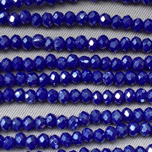 Navy Blue Satin 3x2mm Faceted Rondelle Chinese Crystal Glass Beads Per Strand