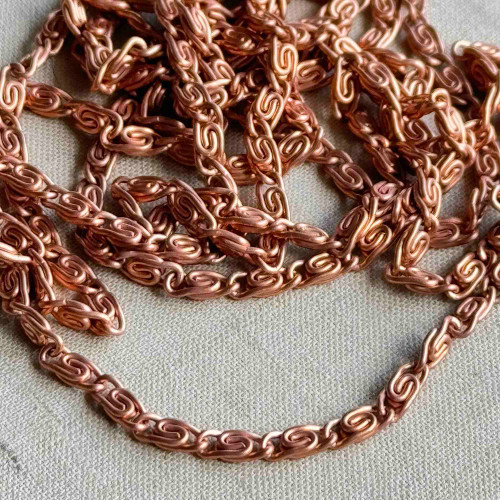 6mm Snail Scroll Chain Copper Plated Steel Vintage Unsoldered Per Foot