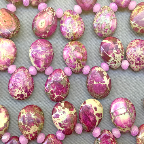Royal Purple Imperial Jasper Side Drilled Briolette Teardrop 20x15mm Semi Precious Stone Beads Per Strand