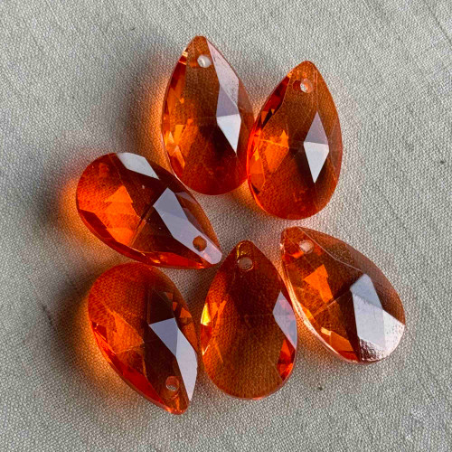 Orange Prism Charms Teardrop Chandelier Crystal 22mm 6Pcs Per Pkg