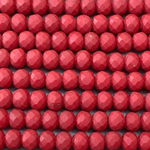 Matte Brick Red 6x4mm Rondelle Chinese Crystal Glass Beads Per Strand