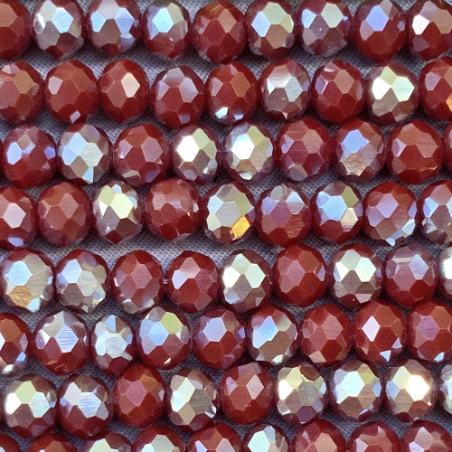 Chocolate Cherry Pewter Red Brown 6x4mm Rondelle Chinese Crystal Glass Beads Per Strand