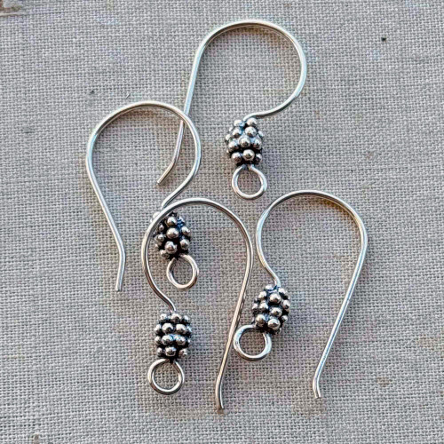 20x10mm Decorative Bumpy Earwires Sterling Silver Made in Bali Q2 Pair Per Pkg