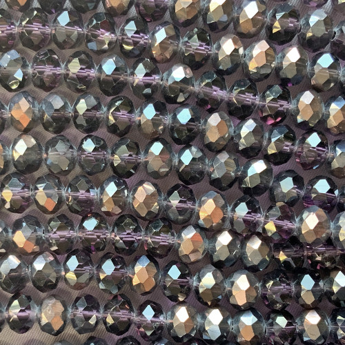 Copper Amethyst 8x6mm Faceted Rondelle Chinese Crystal Glass Beads Per Strand