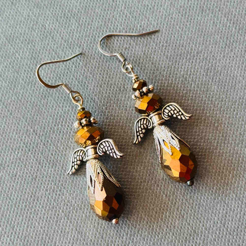 Vintage Gold Angel Earrings Silver Artisan Made in the USA Per Pair