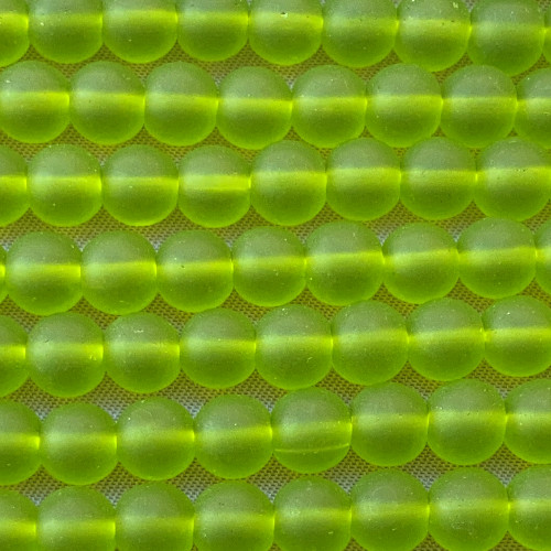 Olivine 6mm Round Sea Glass Beads Per Strand