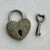 32x25mm Heart Padlock & Key Pendant Antique Brass Plated Q2 Sets Per Pkg