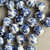 20mm Blue White China Koi Fish Motif Round Porcelain Chinoiserie Beads Per Strand