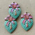 54x35mm Heart with Ribbon Bow Artisan Pendant Turquoise Per Pc