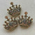 1.75 Inch Champagne Crown Brooch Pin Glass Rhinestone Gold Per Pc