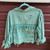 Turquoise Fringe Denim Cropped Jean Jacket Distressed SMJ203 POL