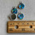 17x14mm Blue Hour Stars Glitter Resin Charms Antique Silver Plated 4Pcs Per Pkg